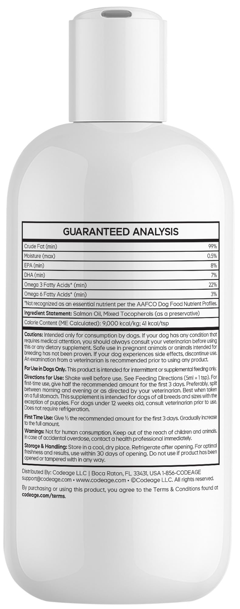 DNA PET Wild Alaskan Salmon Oil for Dogs - EPA, DHA, Omega 3 & 6 Fatty Acids for Pets - Liquid Fish Oil Supplement for Dogs - All Breeds - 8 fl oz