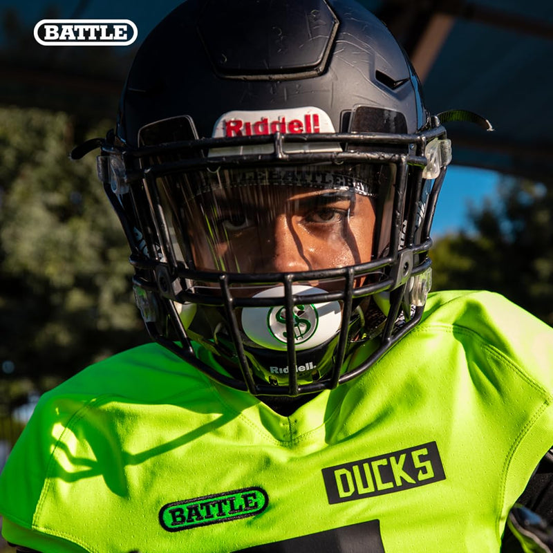 Battle Money Spinner Oxygen Football Mouthguard - White/Green - BeesActive Australia