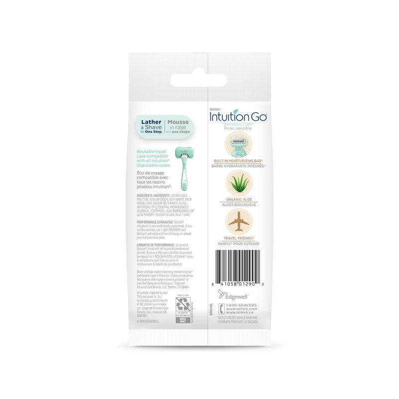 Schick Intuition Go Disposable Travel Razor for Women, 1 Count | Sensitive Skin Razors for Women, Travel Essentials, Womens Disposable Razors with Organic Aloe, Vacation Essentials - BeesActive Australia