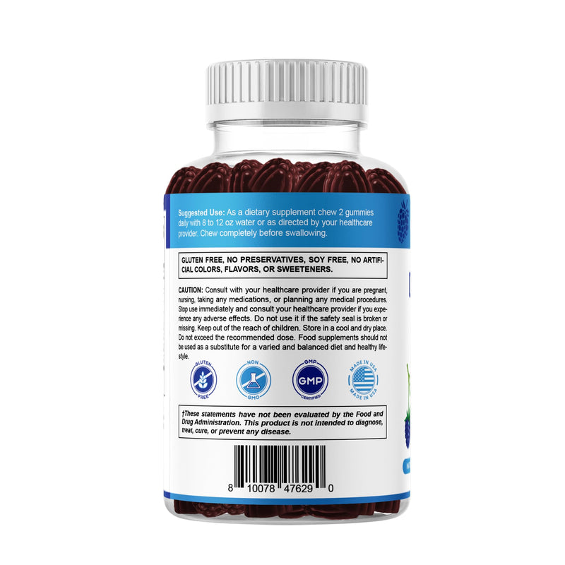 Vitamatic Vitamin D3 + B12 Gummies Made with Folate & Vitamin B6 - Natural Blue Raspberry Flavor – 60 Gummies – Made in the USA
