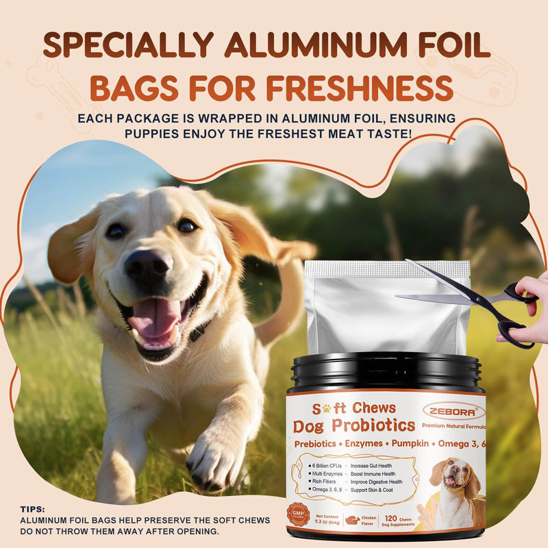 Probiotics for Dogs, Dog Probiotics for Digestive Health, Plus Pumpkin and Fish Oil, for Gut & Itchy, 120 Soft Chews 120 Chews - BeesActive Australia