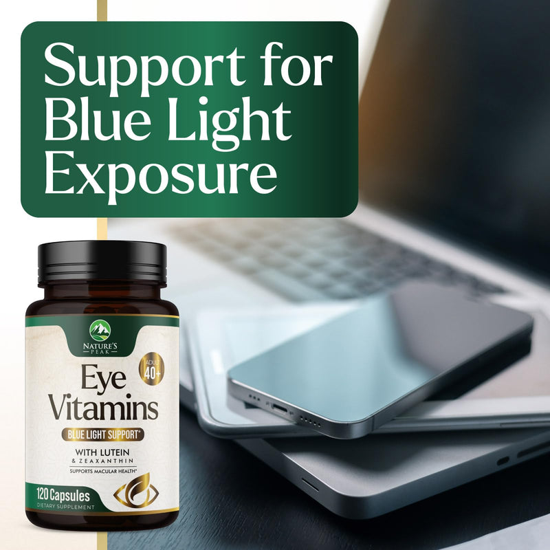 Eye Vitamins Supplements - 3x Strength Eye Health Vitamin with Lutein and Zeaxanthin - Vision Macular Health Eye Support With Zinc, Vitamins C E & Minerals, Bottled in USA - 120 Capsules 120 Count (Pack of 1)