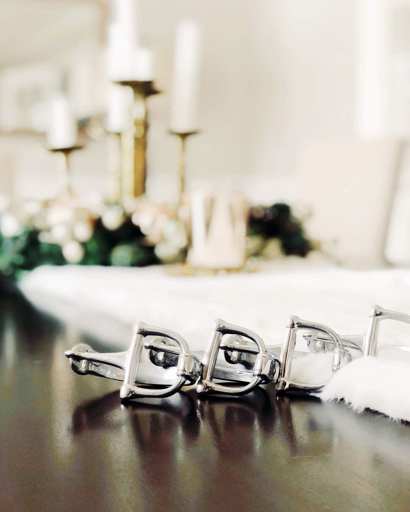 Arthur Court Designer Metal Bit Napkin Rings, Set of 4, Equestrian Aluminum Cast, Horse Horseshoe Decor for Cowboy, Cowgirl Riders and Horse Lovers - BeesActive Australia