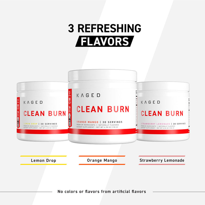 Kaged Clean Burn Powder | Orange Mango | Thermogenic Weight Management | Boost Metabolism | Organic Caffeine, Apple Cider Vinegar | Supplements for Men & Women | 30 Servings Orange Mango (Powder)