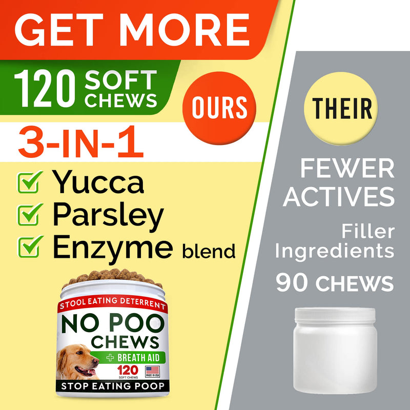 STRELLALAB No Poo Chews for Dogs - Stop Dog Poop Eating - Coprophagia & Stool Eating Deterrent with Probiotics, Digestive Enzymes & Immune Support, Poultry Flavor, Made in USA - 120 Soft Chews 120Ct No Poo Chews - BeesActive Australia