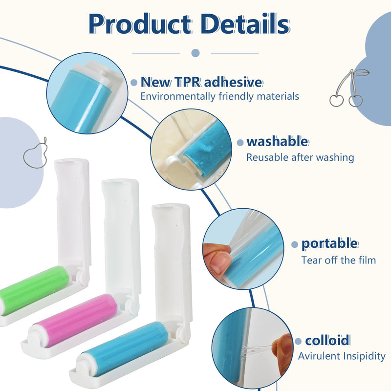 Pack of 4 Lint Roller Reusable Washable Lint Roller Sticky Washable Dust Lint Roller Foldable Sticky Roller Portable Hair Curler with Cover for Clean Furniture, Carpets, Clothes - BeesActive Australia