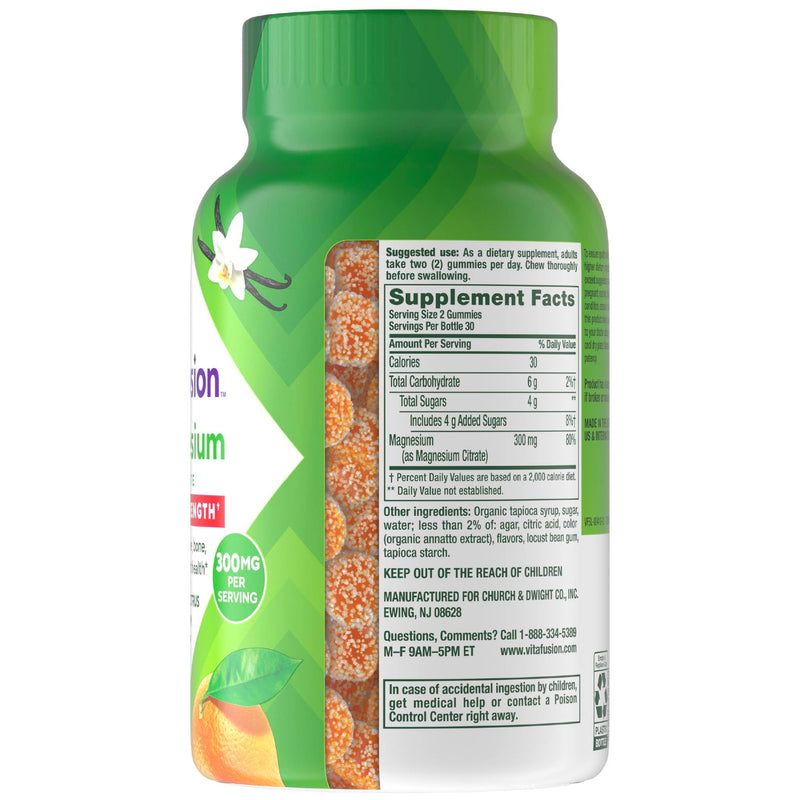Vitafusion Magnesium Citrate Gummies | 165mg | 60 Gummy Vitamins | for Adult Women & Men | Orange Vanilla Flavor | Gluten-Free Supplement