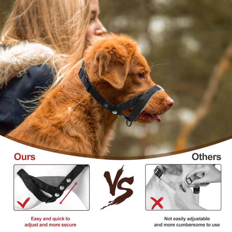 Gentle Dog Head Collar with Metal Button, Adjustable Dog Training Nose Leash with Reflective Strap for Small Medium Large Dogs, Dog Training Anti-Pull Collar, No Pull Head Halter(L,Black) L Black - BeesActive Australia