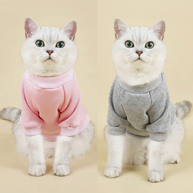 Cat Sweaters Shirts for Cats - Hairless Cat Cotton Tshirts Pet Clothes - Pullover Kitten T-Shirts with Sleeves - Cats & Small Dogs Apparel (Light Grey, Medium) Light Grey - BeesActive Australia