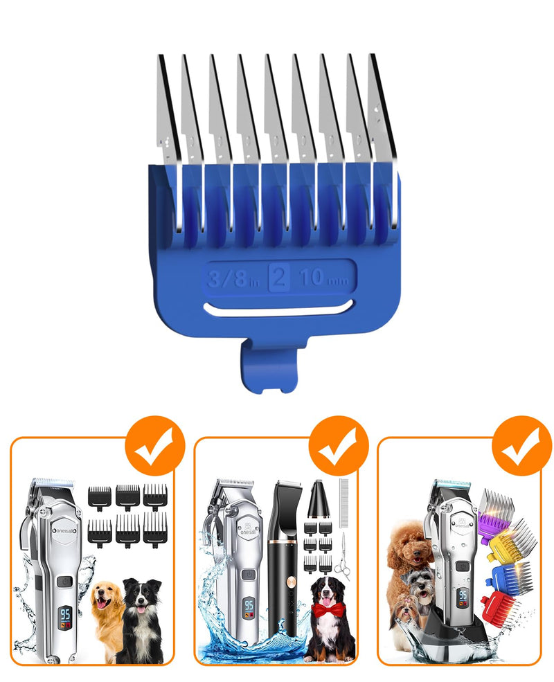 oneisall 10mm Blue Metal Dog Clipper Combs for Grooming Thick Heavy Fur - BeesActive Australia