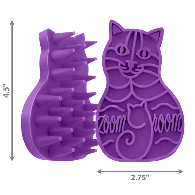 KONG Cat ZoomGroom Brush - Soft Rubber Grooming Tool for Brushing, Massaging, Bathing, and Reducing Hairballs Purple