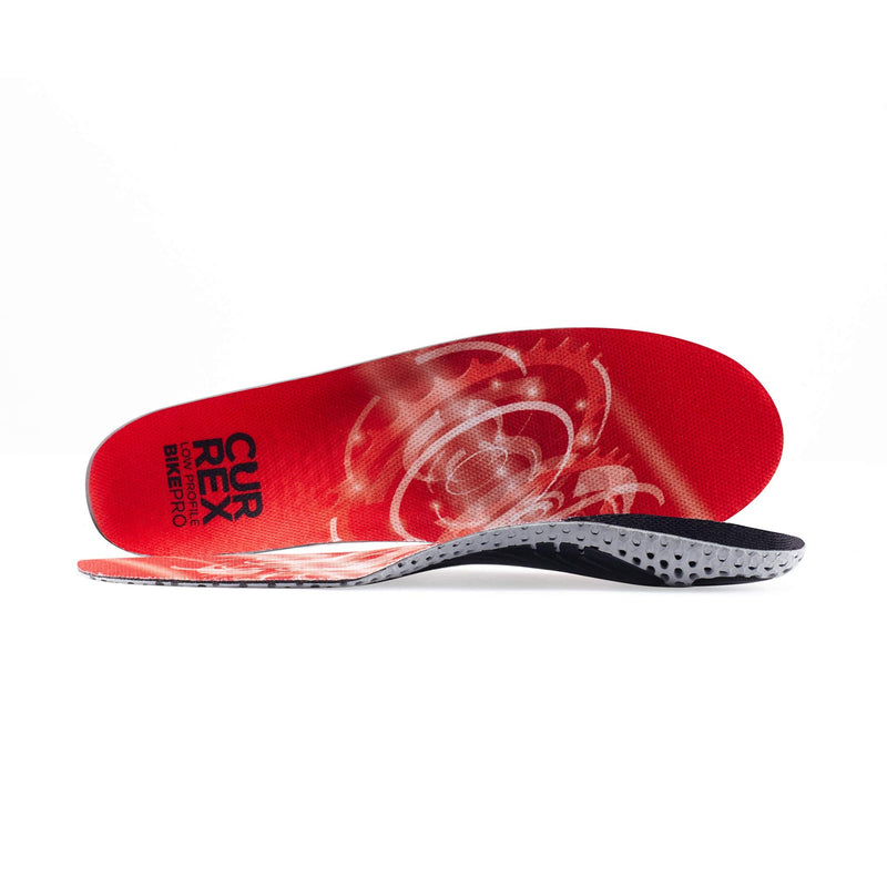 CURREX BikePro Insoles for Cycling, Bicycle & Motorcycle Riding – Arch Support Shoe Inserts w/Metatarsal Pads, Helps Reduce Fatigue + Improve Stability & Fit – for Men & Women – Low Arch, 2XL Low Arch - Red 2X-Large (Mens 13-15)