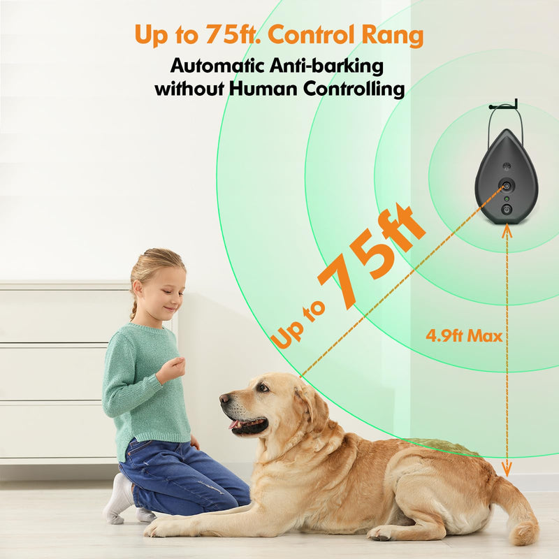 Anti Barking Device for Dogs, Rechargeable Bark Box Ultrasonic Barking Deterrent with 3 Level Modes/Irregular Ultrasound Frequency/Automatically Electronic Dog Whistle Stop Neighbors Dog from Barking Black Anti Barking Device