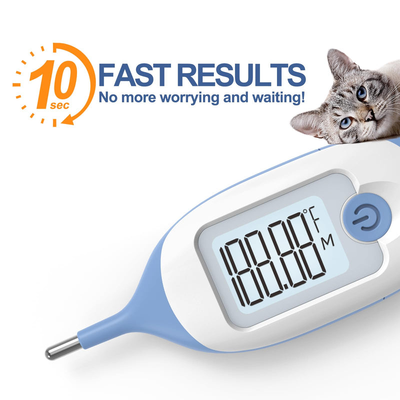 Pet Thermometer, Friendly Short Probe,Comfort Flexible,10-Sec Reading, Rectal Thermometer for Dogs Cats,30 Probe Covers Include - BeesActive Australia