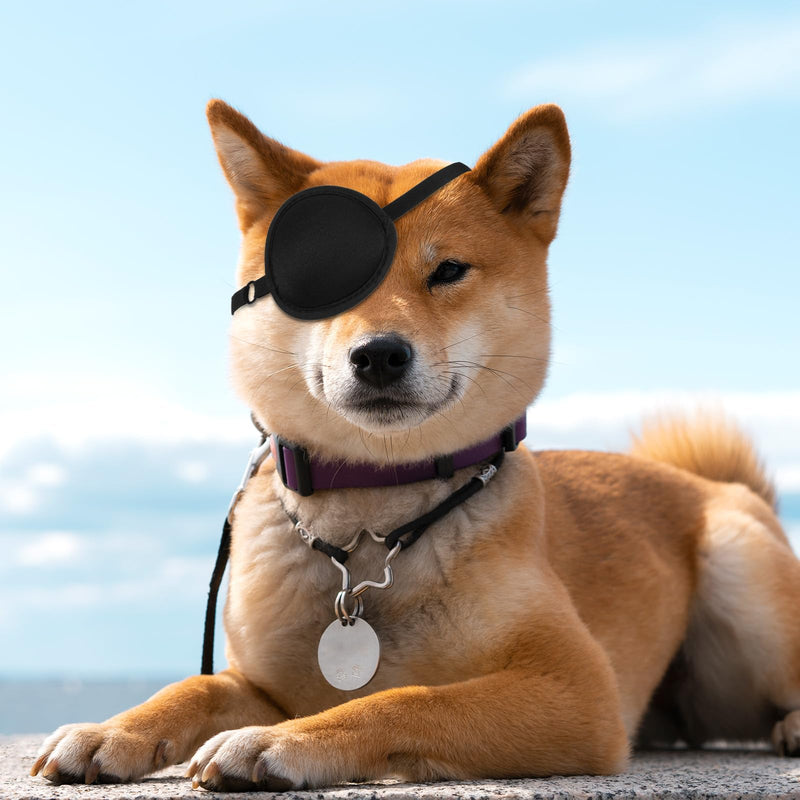 2pcs Eye Patch for Dogs, Adjustable Dog Eye Patch, Soft and Comfortable Eyes Patches, Used for Postoperative Eyes Injuries in Medium and Large Dogs, Black
