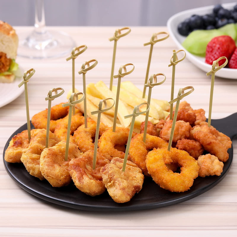 200 PCS Cocktail Picks, 6 Inch Toothpicks for Appetizers, Natural Bamboo Knot Skewers, Mini Food Sticks, Fancy Tooth Picks for Drinks, Fruit, Charcuterie, Cocktail Garnish Accessories, Party Supplies Knot 6 Inch 200 Pcs - BeesActive Australia