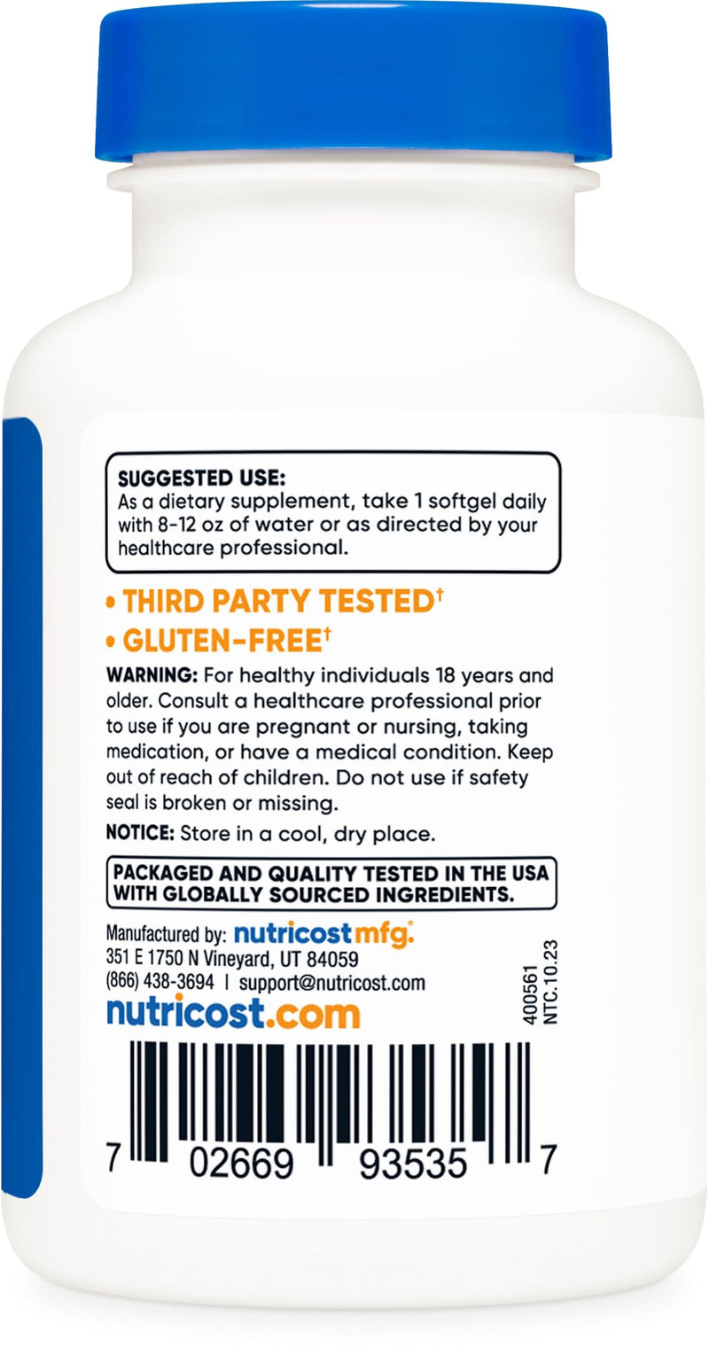Nutricost Vitamin D3 5,000 IU, 240 Softgels - Non-GMO and Gluten Free Vitamin D 240 Count (Pack of 1) - BeesActive Australia