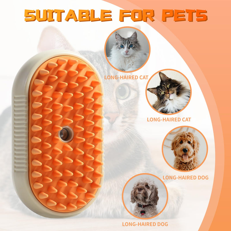 Cat Steam Brush - Spray Design, 3 in 1 Cat Steamy Brush with Steamer, Pet Spray Hair Comb, Steam Brush for Dogs - Suitable for All Pets -Pet Spray Hair Comb (coffee) - BeesActive Australia