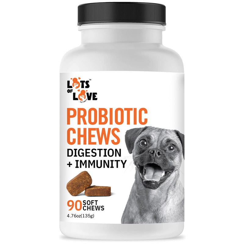 Dog Probiotic Chews (90 Count) - Dog probiotics for Digestive & Gut Health - Puppy Pro Biotic Supplement for Nausea, Vomiting & Diarrhea (90 Count) 90 Count