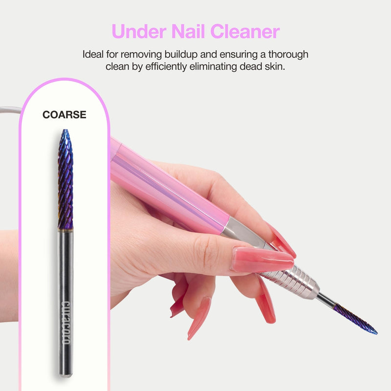 Curacoro Under Nail Cleaner 3/32'' Safety Carbide Bit (Coarse), Professional Design to Remove Dirt, Debris, Dead Skin for Healthy Nail Growth, Nail Drill Bits Manicure Salon & Home Coarse Galaxy - Under Nail Cleaner