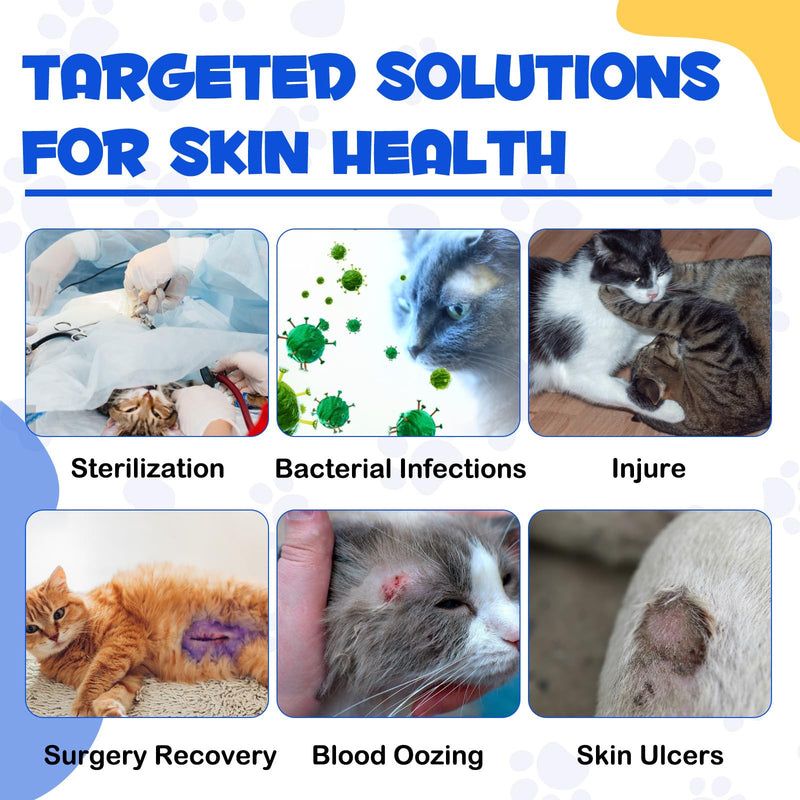 Cat Wound Care Spray - Wound Healing Aid Treatment for Cats Helps with Skin Repair for Wounds, Cats Irritated Skin & Itchy Skin Relief | Cats Supplement | Gentle Wound Care Spray - 3.38 Fl.oz / 100ml 3.38 fl oz - PawsPlanet Australia
