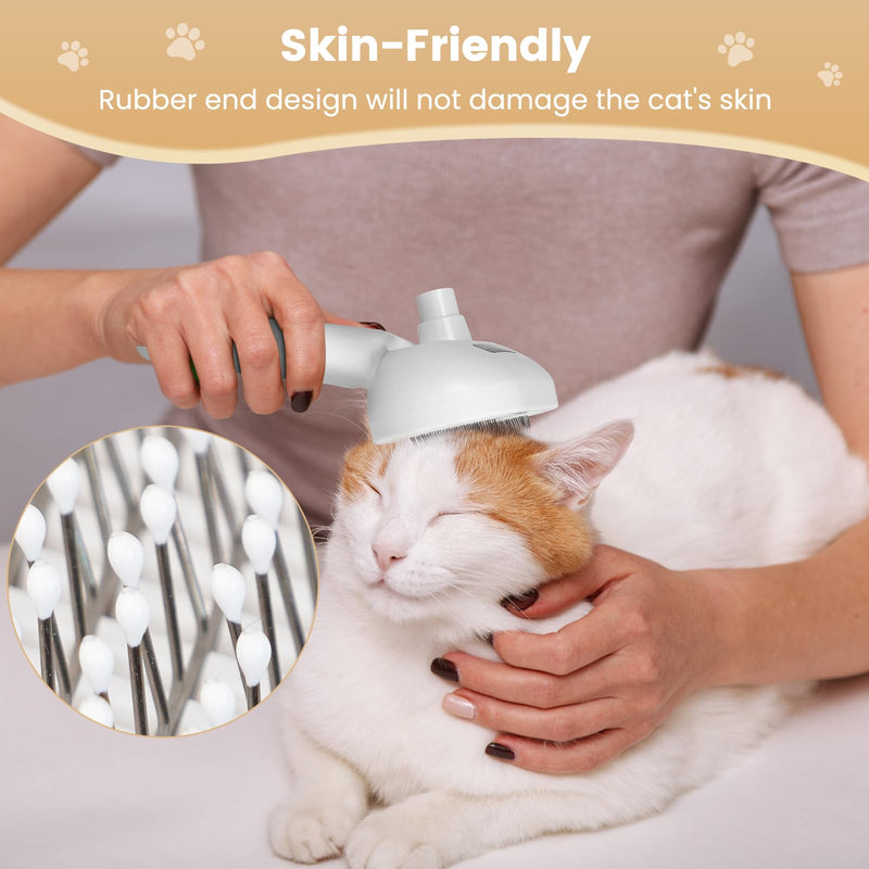 Cat Steam Brush, 3 In 1 Steamy Pet Brush with Release Button and Tank, Anti-Static Cat Steamy Brush for Effective Hair Removal, Rechargeable Steam Cat Brush for Furry Pet White - BeesActive Australia
