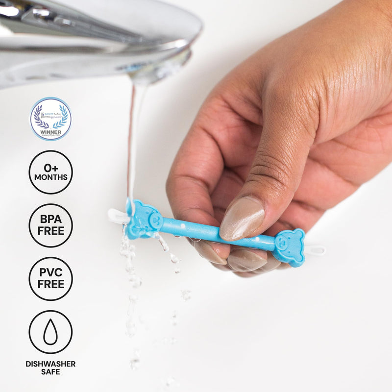 oogiebear BearPair FSA/HSA Eligible Silicone Bulb Baby Nasal Aspirator and Ear & Nose Syringe, Safely Sucks Snot and Removes Mucus, Cleanable and Reusable, Blue - BeesActive Australia