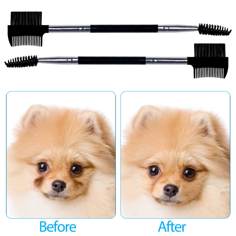 BLMHTWO Dog Grooming Comb Set: Double-Head Facial Brush and Tear Stain Removal Tool for Small Pets (Black) - BeesActive Australia