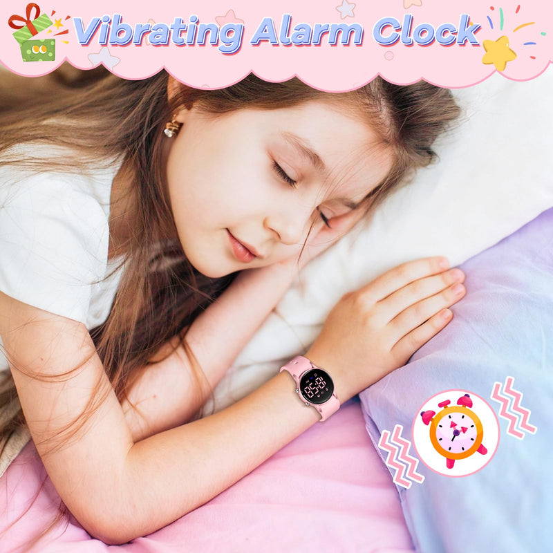 BEN NEVIS Kids Watch for Boys Girls Waterproof Digital Watch for Kids with Pedometer, Vibration Alarm Clock, Stopwatch, Calendar, No App for Ages 5-18 03-Pink - BeesActive Australia