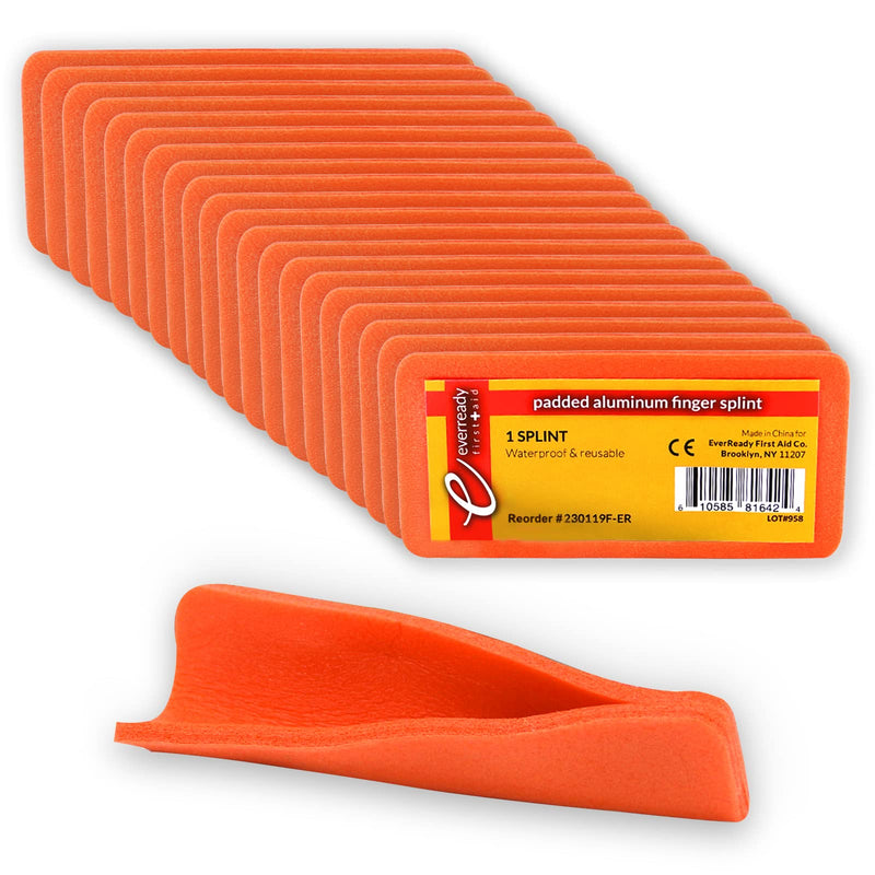 Ever Ready First Aid Padded Aluminum Finger Splints 4" x 2" - 20 Count 4x2 Inch (Pack of 20)