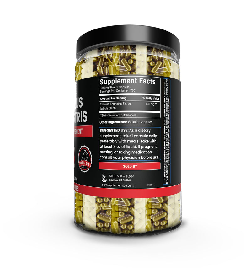 Pure Original Ingredients Tribulus Terrestris, No Magnesium Or Rice Fillers, Always Pure, Lab Verified (730 Capsules)