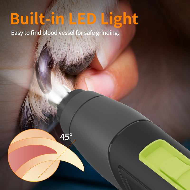 Toozey Dog Claw Grinder, 3 Speed Levels with LED Light, Powerful Electric Claw Grinder for Medium and Large Dogs Yellow - BeesActive Australia