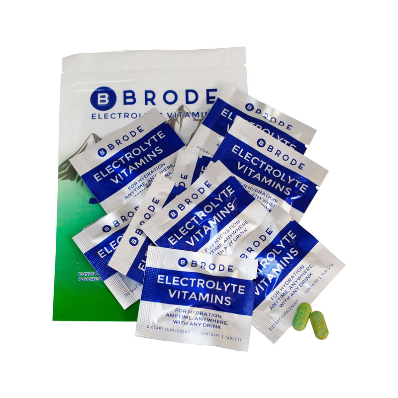 Brode Electrolyte Vitamin - Portable Zero-Sugar Electrolyte Tablets - No Gross Flavor - for Sports, Nightlife, Jetlag, 5 Essential Electrolytes + 9 Vitamins 10