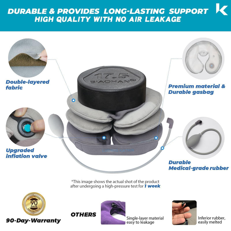 Neck Stretcher with Pillow Cover, Inflatable Cervical Traction Device for Neck Pain Relief, Neck Traction Device with Removable Air Pump, Adjustable Neck Brace for Use at Home or on Trips - BeesActive Australia