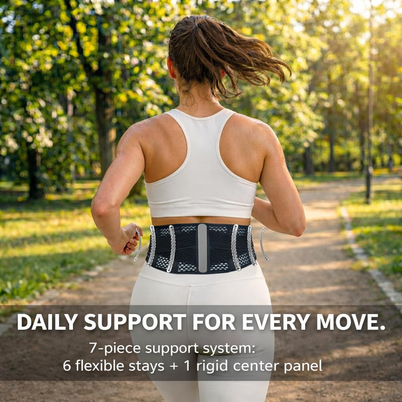 Breathable Back Brace for Lower Back Pain Relief – Lightweight 3D Air-Mesh Lumbar Support Belt with Dual-Adjust Pulley System – Ventilated Low-Profile Design for Sciatica, Herniated Disc, Driving & All-Day Wear M(Waist: 34"-43")