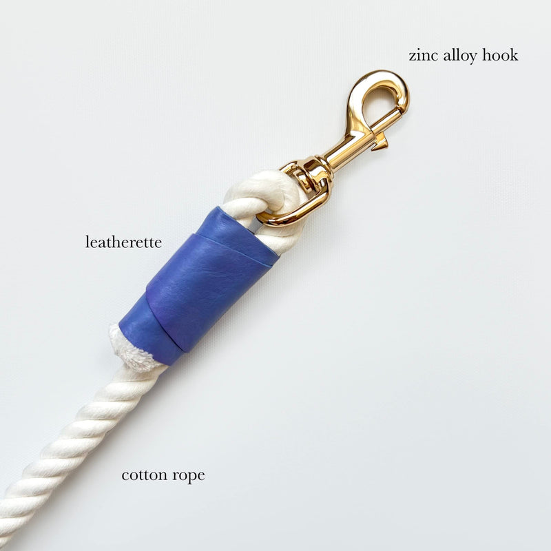 Hands Free Eco Friendly Handmade Multifunctional Cotton Rope Dog Leash 8.2 FT with Adjustable Double Swivel Hook for Medium and Large Dogs Running Hiking Camping Walking (Blue) Blue - BeesActive Australia