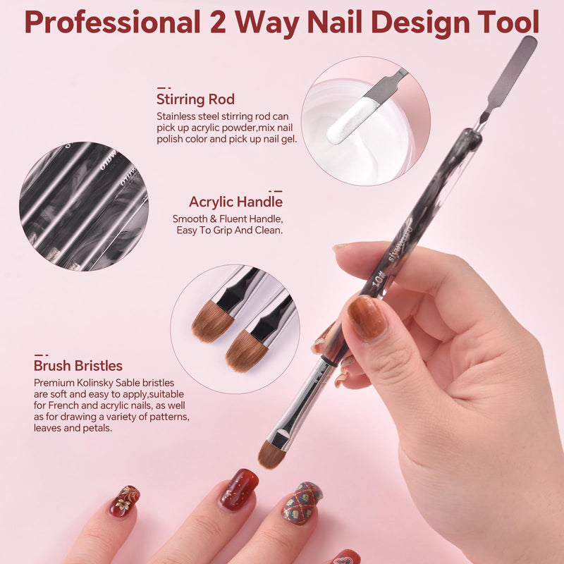 6Pcs Kolinsky Sable Nail Brush French Nail Brush 2 Way Professional UV Gel Acrylic Nail Art Brush with Dotting Tool for French Manicure Cuticle Clean Up Nail Art Design Pen (Set) Set - BeesActive Australia