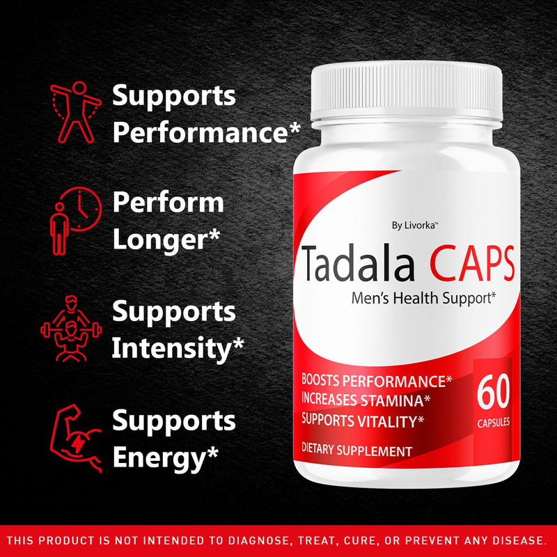 TadalaCaps Health Support, Original Tadala Caps Pills Formula All Natural Premium Advanced Formula, TadalaCapsules - Maximum Strength, Daily Nutrition Multivitamin, 60 Capsules for 1 Month