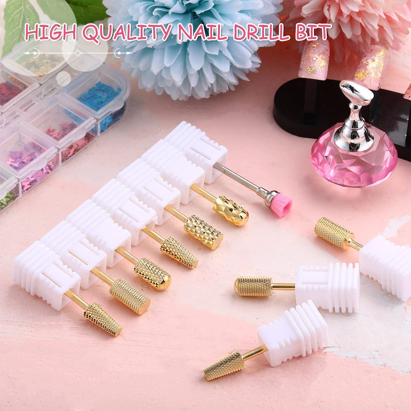 Honoson 10 Pcs Nail Drill Bits Set, 3/32 Inch Cuticle Tungsten Carbide Bit for Nail Drill Nails, File Remove Acrylic Gel Polish Manicure Pedicure Tool for Salon Home Supplies(Gold) Gold - BeesActive Australia