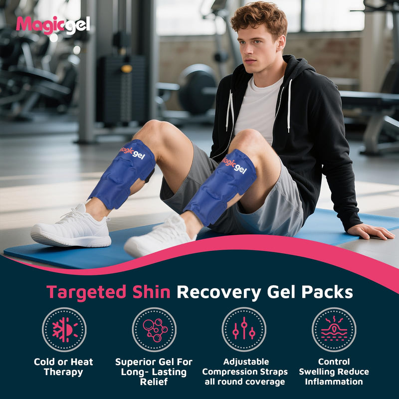 Shin Splint Relief: Hot & Cold Packs, Cryoball & Stretch Bands for Shin Splints | Hot & Cold Therapy for Leg Pain Relief | by Magic Gel Shin Ice Pack Set - BeesActive Australia