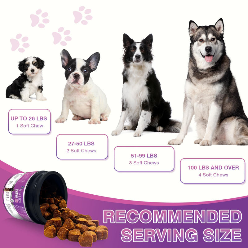 Flea and Tick Prevention Chewable for Dogs Fleas Ticks Treatment Dog Oral Chewables Support Supplement Breeds and Ages Dogs 200 Treatment Chews Natural Soft Chew Chicken - BeesActive Australia