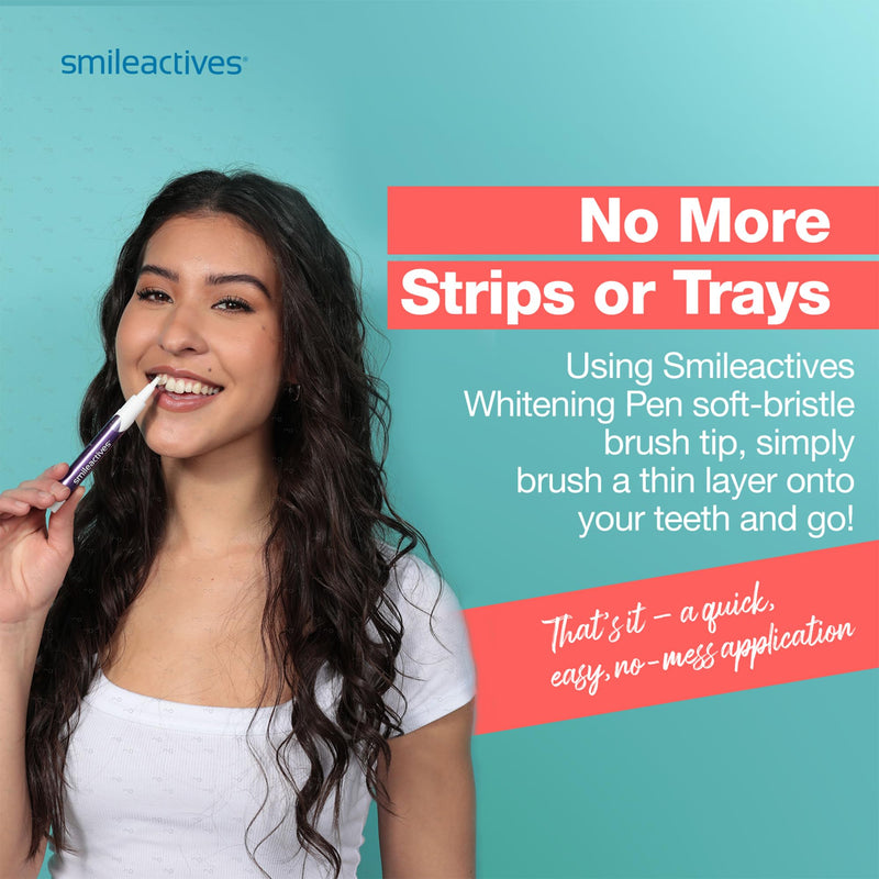 Smileactives Teeth Whitening Pen for White Smile, Fast Tooth Whitener and Stain Remover with Precision Brush Tip, Dental Quality Whitening Gel, Travel Pen, Easy to Use, Ultramint Flavor, 2 Pack - BeesActive Australia