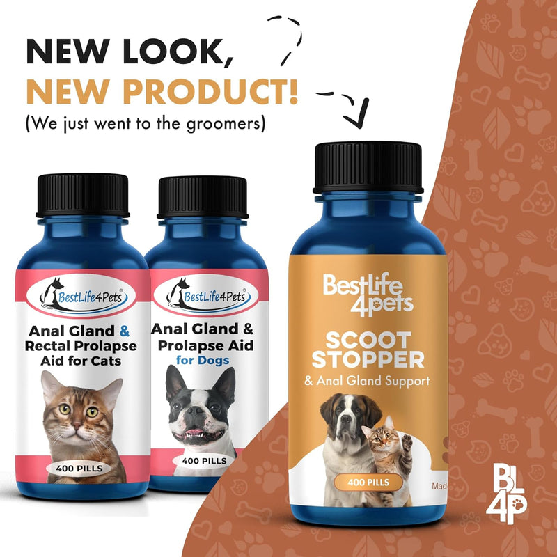 BestLife4Pets - Rectal Prolapse and Anal Gland Pain Relief for Cats - All Natural Cat Supplement to Ease Anal Pain - Soft Chew Treats to Support Healthy Anal Gland and Bowel Function - 450 Pills - BeesActive Australia