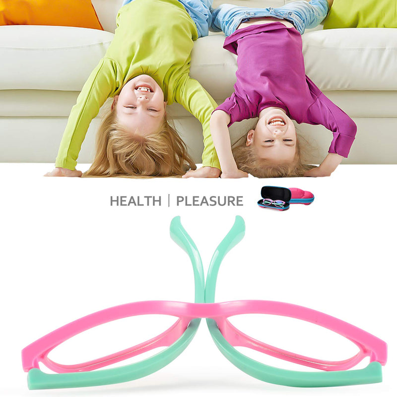 Blue Light Glasses for Kids Girls Boys with Cute Car Case, UV400 Protection, Anti Blue Ray Age3-12 Pink/ Green - BeesActive Australia