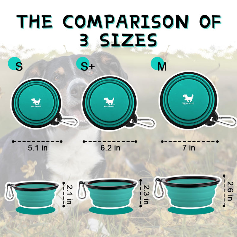 Collapsible Dog Bowls for Travel, 2-Pack Dog Portable Water Bowl for Dogs Cats Pet Foldable Feeding Watering Dish for Traveling Camping Walking with 2 Carabiners, BPA Free Small (Pack of 2) green&blue - BeesActive Australia
