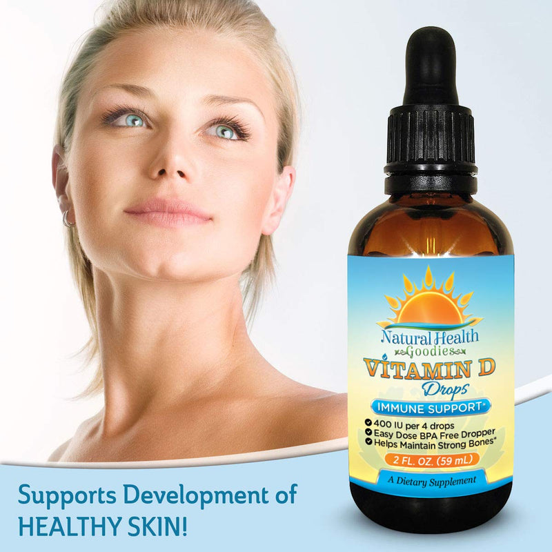 Kids Vitamin D Drops - 2 oz Liquid D3 | Pure Vit D3 Supplement - Supports Immune System & Bone Health - For Toddlers, Children, & Adults - Easy-Dose Dropper