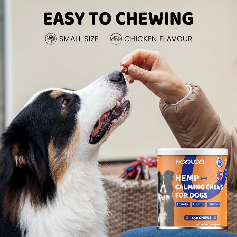 Calming Dog Treats, 150 Count Hemp Calming Treats For Dogs | Reduce Stress, Fear, Separation Anxiety, Barking, Hyperactivity, Reactivity, Aggression, Travel Issues | 100% Natural Dog Calming Treats Chicken-150count 1 count (Pack of 150)