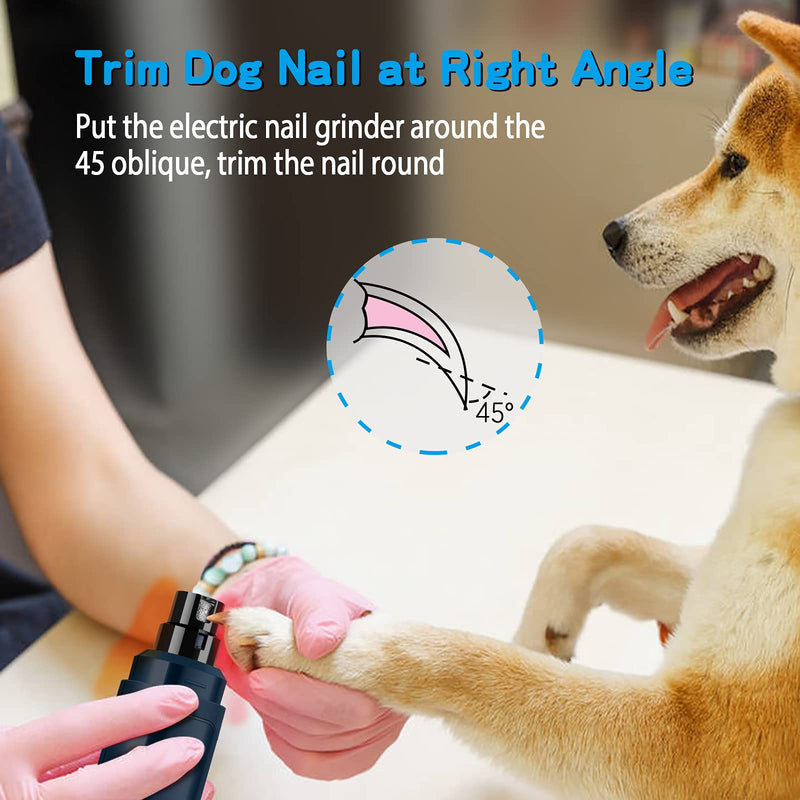 Casfuy Dog Nail Grinder Upgraded - Professional 2-Speed Electric Rechargeable Pet Nail Trimmer Painless Paws Grooming & Smoothing for Small Medium Large Dogs & Cats (Dark Blue) B-dark Blue