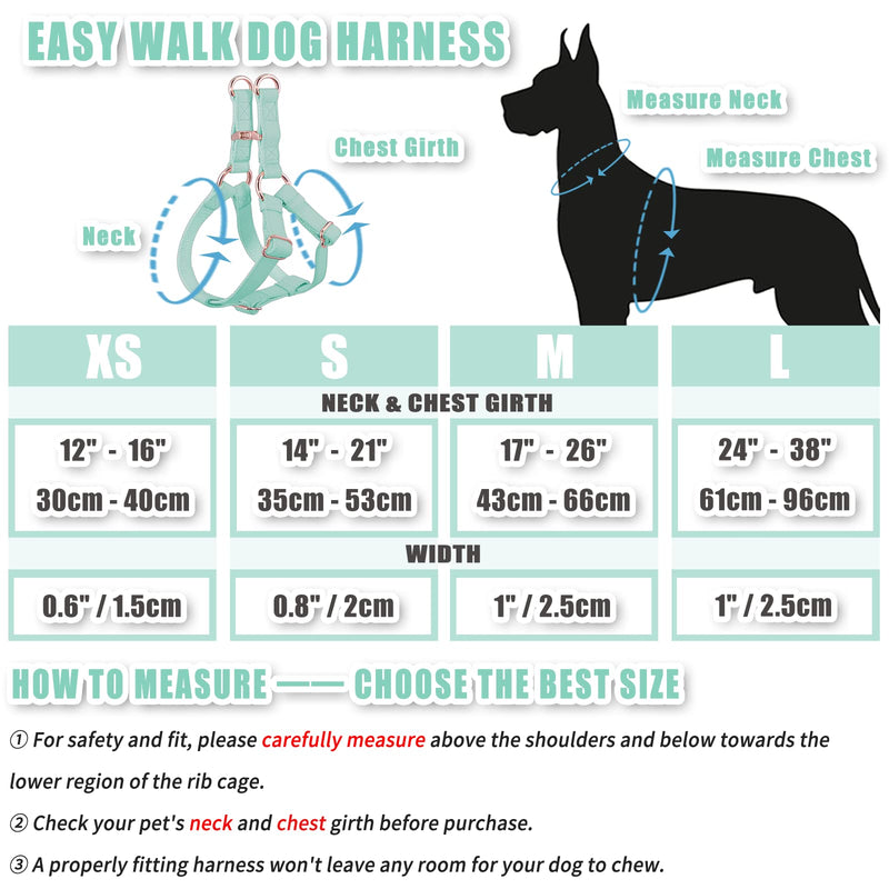 Soft Leather No Pull Dog Harness - Adjustable Step in Dog Harness with Rose Gold Heavy Duty Metal Buckle, Freedom Nylon Dog Halter Vests for Small Medium Large Dogs Easy Walking Training (Green,L) Mint Green L (Neck&Chest Girth 24"-38" x Width 1") - BeesActive Australia