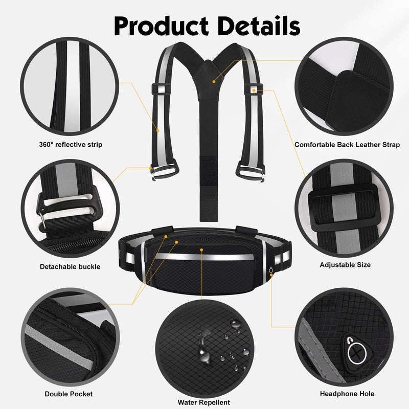 360° Reflective Running Belt & Vest | High Visibility Safety Gear with Adjustable Straps for Night Jogging, Walking, Cycling | Lightweight & Water Resistant Waist Pack - BeesActive Australia